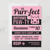 Pink Kitten Geburtstagsparty Einladung (Vorderseite)