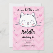 Pink Kitten Girls Einladung zum Geburtstag (Vorderseite)