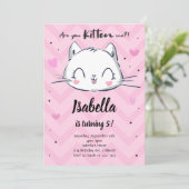 Pink Kitten Girls Einladung zum Geburtstag (Stehend Vorderseite)