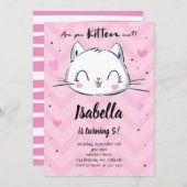 Pink Kitten Girls Einladung zum Geburtstag (Vorne/Hinten)