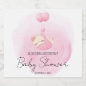Pink Kitten Watercolor Kinderdusche Schaumweinetikett (Einzelnes Label)