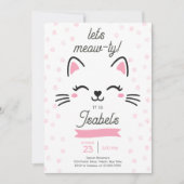 Pink Kitty Cat Geburtstag Einladung (Vorderseite)