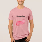 Pink Kitty Cat Happy Vibes Tri-Blend Shirt (Vorderseite)