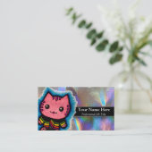 Pink Kitty Cat Kindermädchen Sitter Dog Walker Visitenkarte (Stehend Vorderseite)