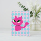 Pink Kitty Cat Postkarte (Stehend Vorderseite)