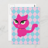 Pink Kitty Cat Postkarte (Vorne/Hinten)
