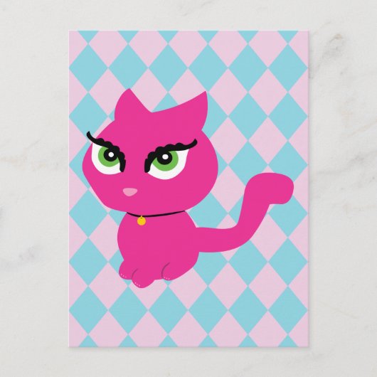 Pink Kitty Cat Postkarte (Vorderseite)