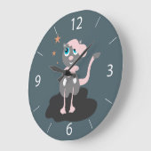 Pink Kitty Große Wanduhr (Winkel)