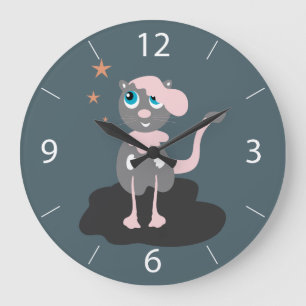 Pink Kitty Große Wanduhr