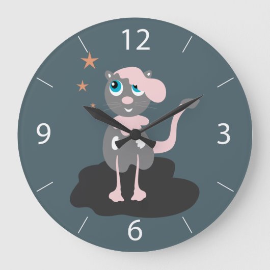 Pink Kitty Große Wanduhr (Vorderseite)