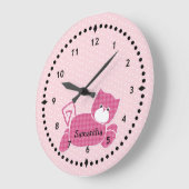 Pink Kitty Kinderzimmer Wall Clock Große Wanduhr (Winkel)