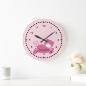 Pink Kitty Kinderzimmer Wall Clock Große Wanduhr (Zuhause)