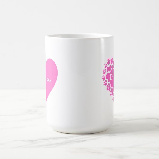 Pink Kitty paws heart mug for cat lover women Kaffeetasse (Mittel)