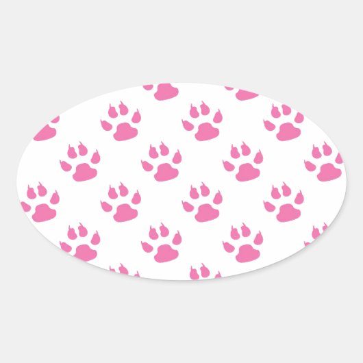 Pink kitty Pfote Druckpatter Ovaler Aufkleber (Vorderseite)