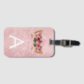 Pink Kitty Sparkess Princess Monogram Name Gepäckanhänger (Vorderseite (Horizontal))