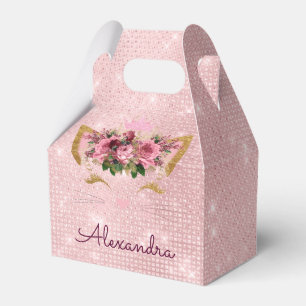Pink Kitty Unicorn Rose Gold Rosa Rosa Glitzer Geschenkschachtel