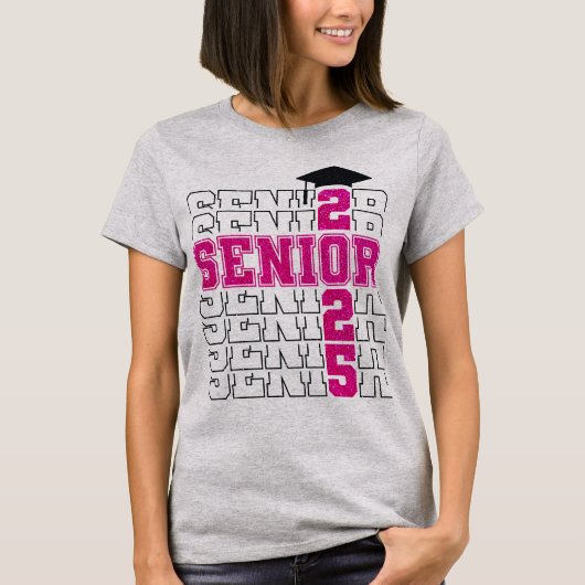 Pink-Klasse 2025 Senior-Abschluss T-Shirt (Vorderseite)