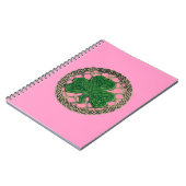 Pink Kleeblatt On Celtic Knots Spiral Notebook Notizblock (Linke Seite)
