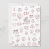 Pink Kleidung Toile De Jouy Baby Dusche Einladung (Rückseite)