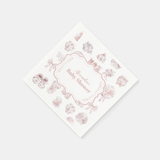Pink Kleidung Toile De Jouy Baby Dusche Serviette (Ecke)