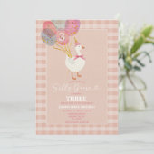 Pink Kleine Alberne Gänseballons Girl 3. Geburtsta Einladung (Stehend Vorderseite)