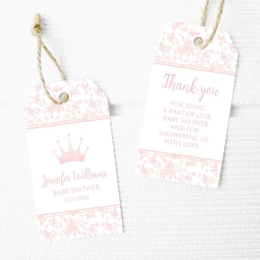 Pink kleine Prinzessin Mädchen Dusche danke Geschenkanhänger