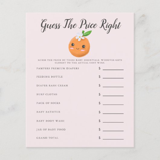 Pink kleine Süsse Babydusche schätzt den Preis (Vorderseite)