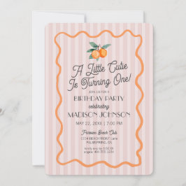 Pink Kleine Süsse Pastellfarben Zitrus Thema Gebur Einladung