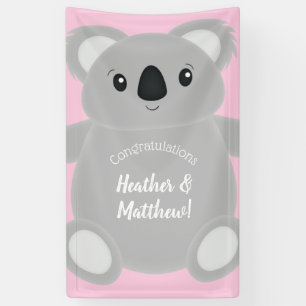 Pink Koala Bear Baby Dusche Banner