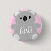 Pink Koala Bear Baby Dusche Button (Vorderseite)