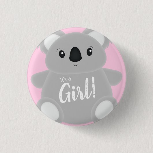 Pink Koala Bear Baby Dusche Button (Vorderseite)