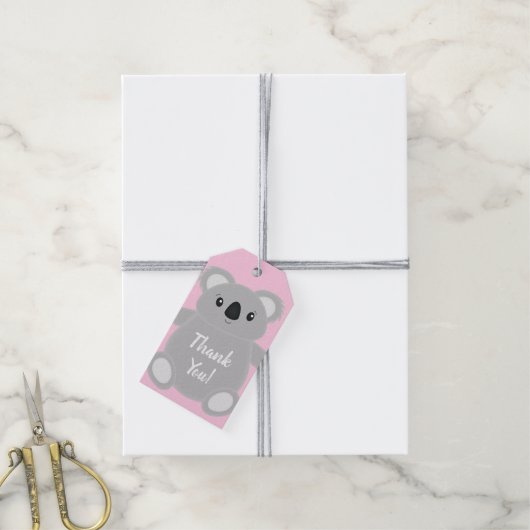 Pink Koala Bear Baby Dusche Geschenkanhänger (Mit Garn)