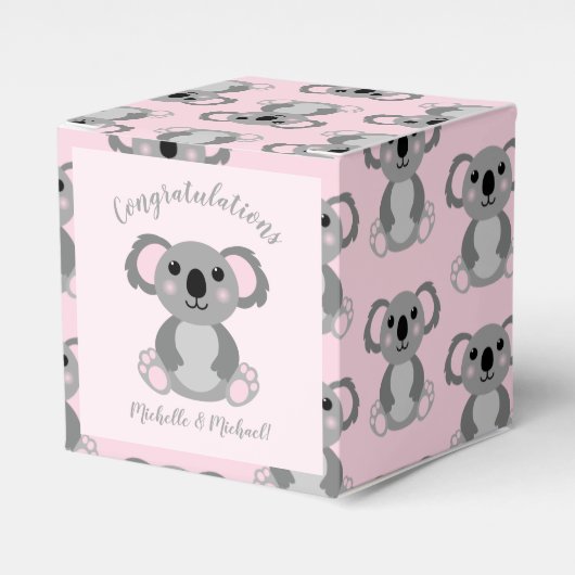 Pink Koala Bear Baby Dusche Geschenkschachtel (Vorderseite)