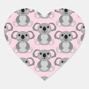 Pink Koala Bear Baby Dusche Herz-Aufkleber