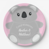 Pink Koala Bear Baby Dusche Pappteller (Vorderseite)