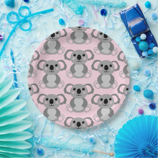Pink Koala Bear Baby Dusche Pappteller (Party)