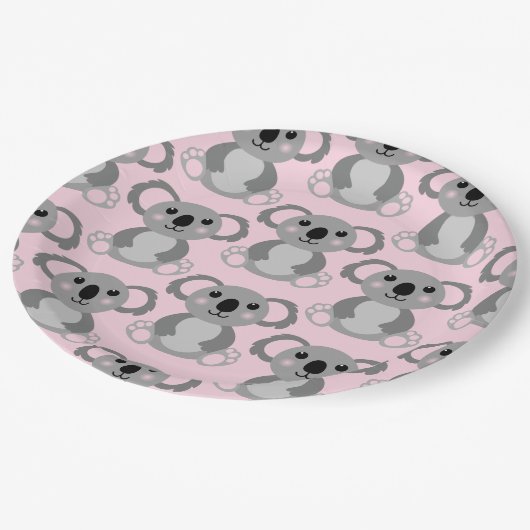 Pink Koala Bear Baby Dusche Pappteller (Schrägansicht)
