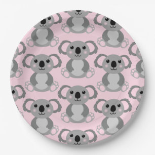 Pink Koala Bear Baby Dusche Pappteller