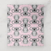 Pink Koala Bear Baby Dusche Platzkarte (Innenseite Aufgefaltet)