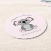 Pink Koala Bear Baby Dusche Runder Pappuntersetzer (Angewinkelt)