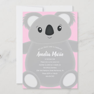 Pink Koala Bear Geburtstagsparty Einladung
