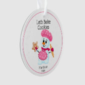 Pink Koch Snowman Cookie Baker Name Weihnachten Ornament (Vorderseite)