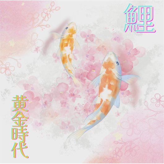 Pink Koi Climbing the Waterfall – Minimalist JP Aufkleber (Vorderseite)