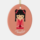 Pink Kokeshi Japanische Puppen Keramik Ornament (Rechts)