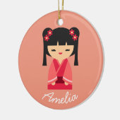 Pink Kokeshi Japanische Puppen Keramik Ornament (Links)