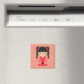 Pink Kokeshi Japanische Puppen Magnet (In Situ (Geschirrspüler))