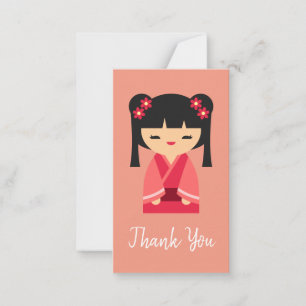 Pink Kokeshi Japanische Puppen Mitteilungskarte