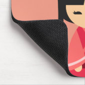 Pink Kokeshi Japanische Puppen Mousepad (Ecke)