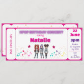 Pink KPOP Birthday Concert Ticket Einladung (Vorne/Hinten)