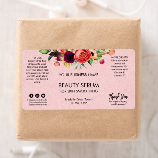 Pink Kraft Textured Face Serum Labels (Insitu)